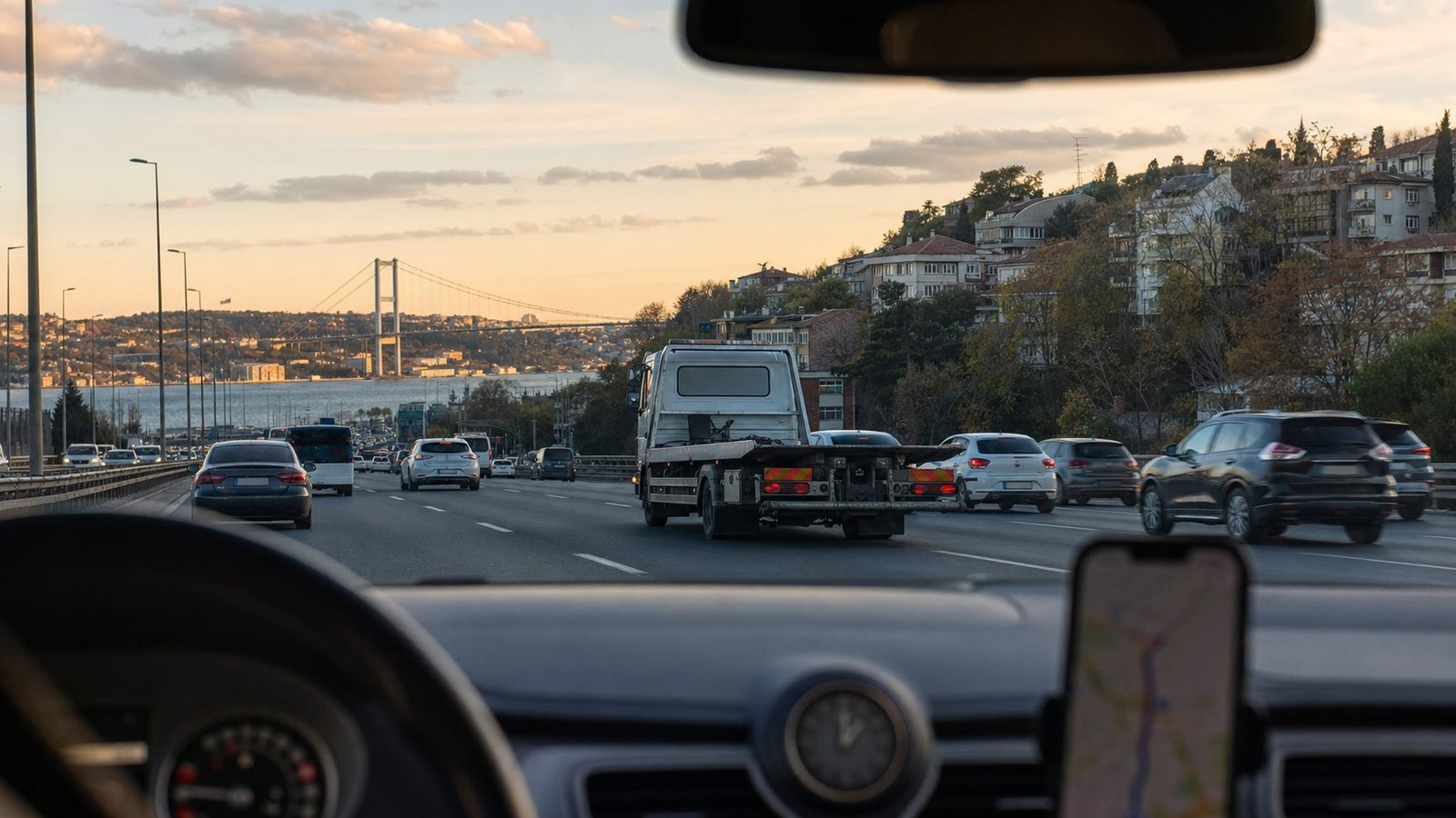 Bakırköy içeriği için sürücü, otomobil ve çekici hazırlığını gösteren Avrupa Yakası yol yardım fotoğrafı